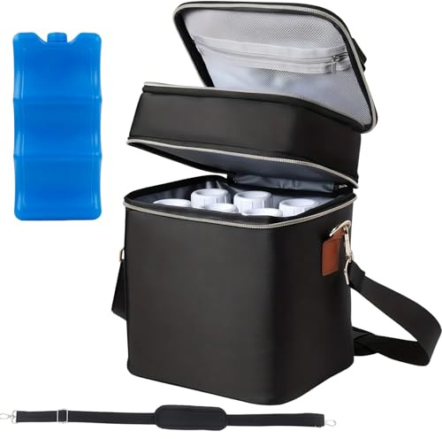 Bolsa Nevera para Biberones con Paquete de Hielo, Capacidad para 6 Biberones, Bolsa Térmica Aislante Doble Compartimento Antifugas, Refrigerador para Leche Materna, Ideal para Madres Lactantes