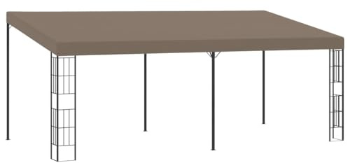 mtlskopl Belvédère Mural 6x3 m Pergola Adossée en Acier et Tissu Taupe | Abri de terrasse et jardin adossé, structure stable en acier avec toile polyester au revêtement de protection.