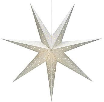 SOLVALLA Paper Star von Markslöjd - Silber Weihnachtslicht Lochmuster schlank - Federung inklusive - 75 cm E14 25W