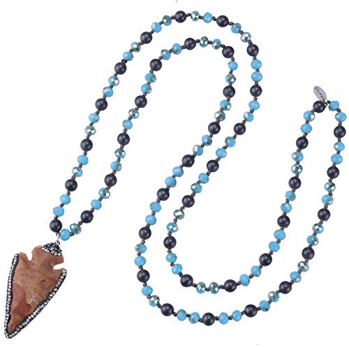 KELITCH Mujeres Flecha Colgante Collar De Cristal Collares De Suéter De Largo