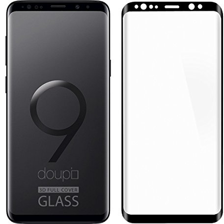 doupi FullCover Panzerfolie für Samsung Galaxy S9, Preimium 9H Hartglas HD Displayschutz Anti Kratzer Glas Schutzfolie, schwarz