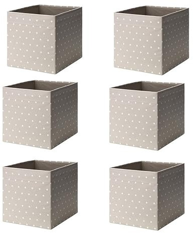 DRONA (I K E A) Box, patterned light green/white33x38x33 cm 6 PACK (Beige)