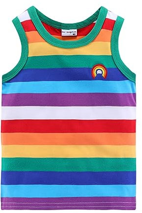 Mud Kingdom Bébé Garçons T-Shirts Arc en Ciel Rayures sans Manches Vert 12-24 Mois