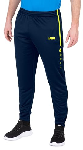 JAKO - Pantalon de Survêtement Active, Mixte, Marine/Jaune Fluo, S