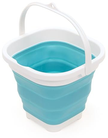 SAMMART 2,6L Super Mini Square Faltbarer Plastikeimer - Faltbare quadratische Wanne - tragbarer Wassereimer zum Fischen - platzsparender Outdoor-Wassertopf (Hellblau)