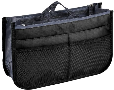 JJPRIME-1x [Multi-Fach] Reisetasche Organizer, Kosmetik Aufbewahrungstasche, 28,5x18,5x10 cm (Schwarz)