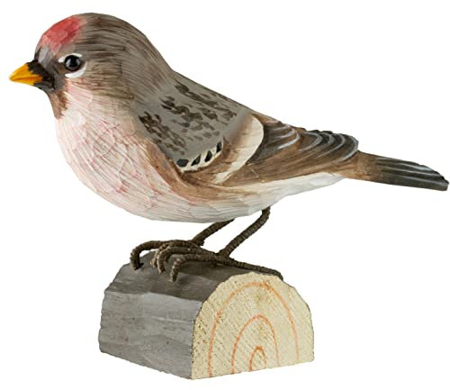 WILDLIFEGARDEN Wildlife Garden WG435 DecoBird Birkenzeisig - Handgeschnitzter Dekorative Vogel aus Holz - Kleine Europäische Vögel