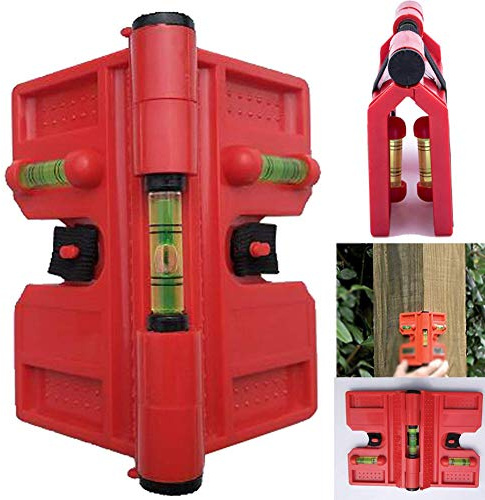 Magnetische Pfosten-Wasserwaage, 188x134mm, verstellbarer Winkel, Rot | 3 Hochpräzise Libellen ,270° flexibel verstellbar – 270°,Schlagfestes ABS-Gehäuse,Für Rohre, Pfosten, Bilder & Fliesen