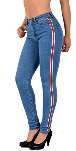 ESRA Damen Jeans Jeanshose Damen Skinny Jeanshosen Pushup Hose bis Übergröße S900