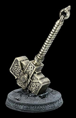 Figuren Shop GmbH Thors Hammer Mjölnir | Wikinger-Gott, nordischer Donner-Gott, Deko-Figur, Deko-Artikel, H 28 cm