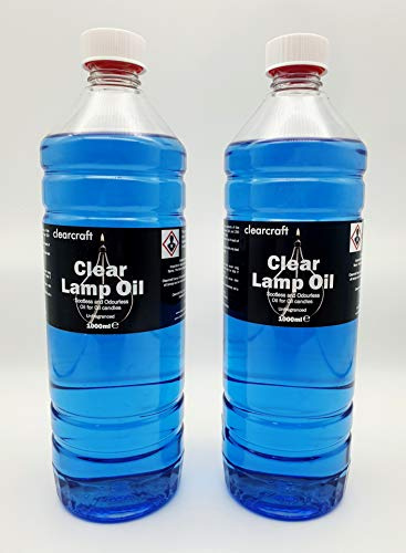 CLEARCRAFT SMOKELESS, ODOURLESS COLOURED LAMP OIL - 2 X 1 LITRE - FREE FUNNEL INCLUDED. (BLUE)