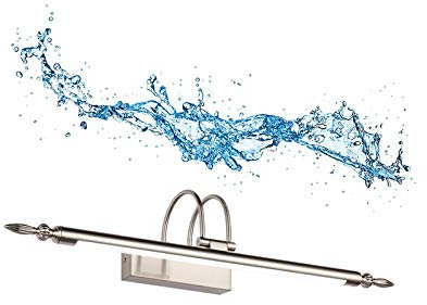 YXNKK Lampada da Specchio Vintage, Applique Frontale a Specchio Regolabile Interno, Luci da Bagno Acrilico Metallo LED per Camera da Letto Tavolo Trucco Toilette,Argento,66CM 12W