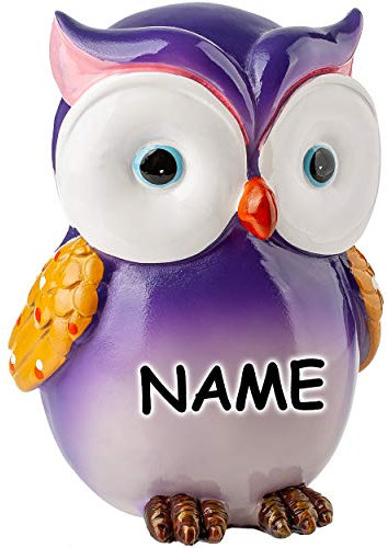 alles-meine.de GmbH XL große - Spardose - Motivwahl - lustige Eule - incl. Name - mit Verschluß- stabile Sparbüchse - aus Kunstharz/Polystone - Eulen Vögel - für Kinder & Erwac..