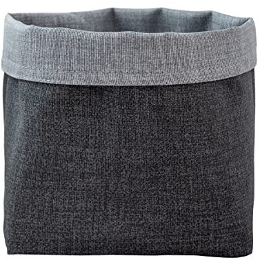 Cestino Pane (3° Generazione) Cestino Porta Pane in Tessuto Sacchetto per Pane da Tavola Cotone Cotone con Trattamento Resinato Antimacchia Diametro 17 cm Double-Face Colore Grigio Chiaro/Grigio Scuro