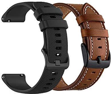 Yeejok Compatible for Fossil Gen 6/5E 44mm Straps Silicone+Leather, 22mm Watch Straps Replacement Compatible for Gen5 Men's Carlyle Garrett/Women's Julianna/Gen 4 Explorist HR Smart Watch, Black+Brown