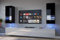Furnitech Wohnwand Wohnzimmer - Wohnzimmer Möbel mit LED Blau - Hängend Wohnwand Modern - Wohnzimmer Schrankwand mit Regale und TV Schrank (Sezana AN21-18BW-HG5 1B)