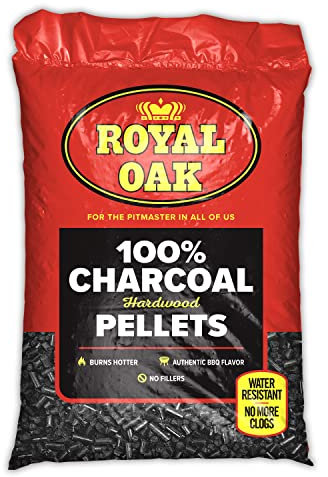 Royal Oak Granulés de Charbon de Bois Dur 100% pour Une véritable saveur de Barbecue, Griller et Fumer, Haute Chaleur, résiste à l'eau, Facile à Nettoyer, Sac de 13,6 kg, Noir