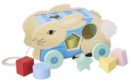 Peter Rabbit Toys - Peter Rabbit Pull Along Toy Shape Sorter, Wooden Toys - Early Development & Activity Toys for Boys Girls, Toddler Toys - Official Licensed Peter Rabbit Gifts by Orange Tree Toys