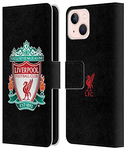 Head Case Designs Officially Licensed Liverpool Football Club Black 1 Crest 1 Leather Wallet Case Compatible With Apple iPhone 13