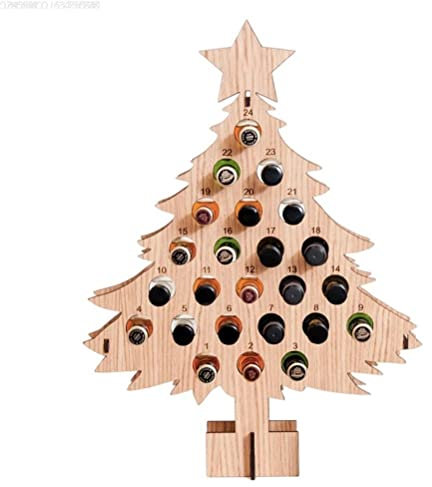 Mrisata Wine Bottle Christmas Tree Rack, Christmas Adult Advent Countdown Calendar 2021 Xmas Christmas Tree Alcohol Holders 24 Days Wine Bottle Stand Gifts for Adults