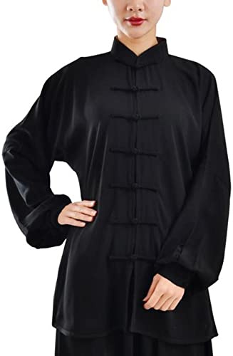 HFCY Tai Chi Abbigliamento Donna Uomo Kung Fu Uniforme Taekwondo Arti Marziali Allenamento Wing Chun Abbigliamento,Black-XL