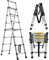 6.5FT A-Frame Aluminum Extension Ladder - Telescopic with Handrail, Anti-Slip, Lightweight, 330lb Capacity for Stairs, RV, Loft, Home, Attic - Conforms to EN131 and CE Standards