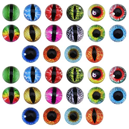 Be In Your Mind 32x Yeux de Dragon Fantaisie Yeux Cabochon en Verre pour d'argile Faisant des Sculptures Artisanat DIY Fabrication de Bijoux 20mm