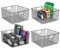 mDesign Schreibtisch Organizer mit Griffen – praktische Gitterbox aus Metall für Bürobedarf – moderner Drahtkorb fürs Arbeitszimmer – 4er-Set – schwarz
