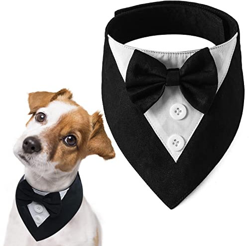 FUAMEY Hunde-Smoking, formelles Hunde-Hochzeits-Halstuch, Hundehalsband mit Fliege, Hundegeburtstagskostüm, verstellbar, Haustier-Party, Smoking, Hunde-Hochzeitskleidung, Valentinstag, Cosplay, für
