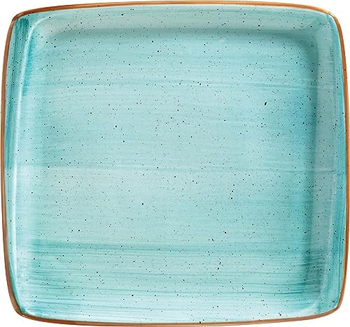 Bonna 2x Aura Aqua Moove Platte rechteckig 32x30cm 2,5cm hoch Türkis Creme Porzellan AAQMOV41KR Servierplatten Speiseteller Essteller Geschirr