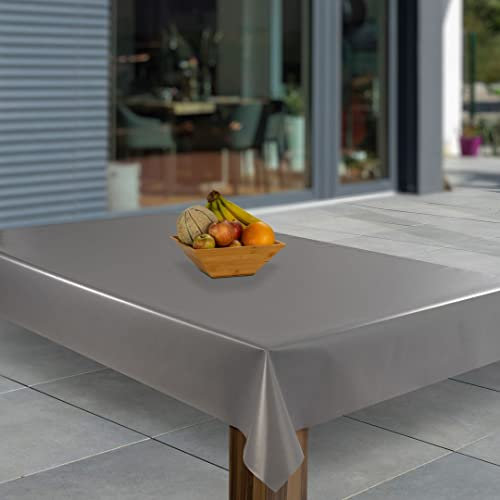 laro Wachstuch-Tischdecke Abwaschbar Garten-Tischdecke Wachstischdecke PVC Plastik-Tischdecken Eckig Meterware Wasserabweisend Abwischbar GAC, Muster:Silber Grau Hochglanz, Größe:80x80