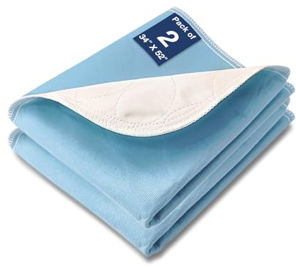 SOLOSHINE Bed Pads Washable Waterproof, 52 x 34 (2 Pack) Incontinence Bed Pads, Waterproof Mattress Protector & Washable Pee Pads, Perfect for Kids, Adults, The Elderly and Pets