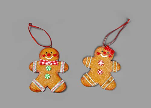 Christmas Tree Hanging Decorations Traditional Gingerbread Cookie Couple Man & Lady Xmas Tree Wall Home Décor Ornaments 12pcs Set