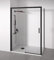 Mampara de ducha angular 1 corredera + 2 fijos - sin perfilería inferior - Cristal transparente templado 6mm - Negro mate - Ancho adaptable 95-100 x 67-70cm - Posición puerta derecha - Alto 195cm