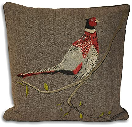 Paoletti Hunter Herringbone Polyester Filled Cushion, Brown, Square