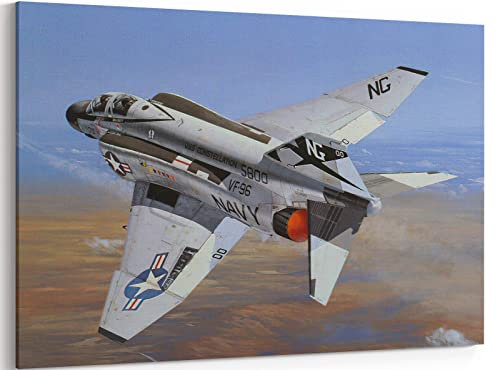 MGSBCXN F-4 Flugzeug-Leinwand-Kunstdruck, Boeing F-4 Phantom II, Kampfjet, Poster, Luftfahrt, Wandkunst, Dekoration, US-Luftwaffe, Bild, Kunstwerk, Militärflugzeug, Dekoration für Jungenzimmer, 71,1 x