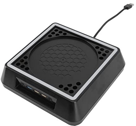 KOSDFOGE Ventilateur de Refroidissement Inférieur ABS 2.4a 5V 3 Vitesses de Vent Commutateur Tactile Ventilateur de Refroidissement USB avec Barre Lumineuse pour Console Xbox Series X Noir