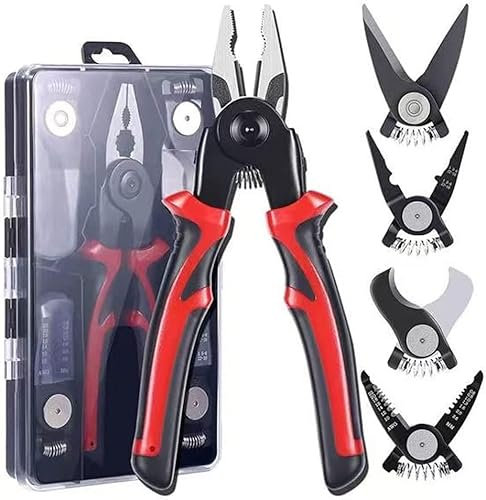 5 in 1 All Purpose Versatile Heavy Duty Tool Kit,Upgraded Multifunctional Pliers Set,Interchangeable Head Tool Set,Dual-Color PVC Handle Pliers,Household Hand Toolbox General Repair Screwdriver Pliers