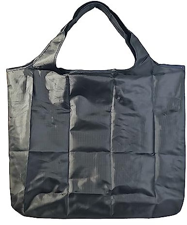 Lin’s Liliana große Faltbare Tasche 43x66cm, wiederverwendbare Einkauftasche leichte Handtasche schnelltrocknend reißfest für Einkauf Reise Ausflug (Schwarz)