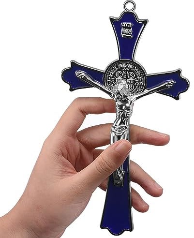 20,3 cm Metall Emaille St. Benedikt Kruzifix Wandkreuz katholisches INRI Kreuz Wandkunst Dekor Geben Sie Segen und das spirituelle Heilige: Glaube Geschenk für Ihre Bekannten
