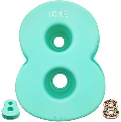 LOULANLUXE Silikon Kuchenform Zahlen Groß, Antihaftige Backform Zahlen 8, Eingedickt Number Cake Backform, Zahlenbackform für Kindergeburtstag, Hochzeit Jubiläum, Geburtstagstorte, Grün, 25 cm
