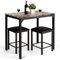 RELAX4LIFE Esstisch Set 3-teilig, Esszimmertisch mit 2 Gepolsterten Barhockern, Küchentischset mit Metallgestell, Essgruppe für 2 Personen, Esszimmergruppe für Küche Esszimmer (Braun)