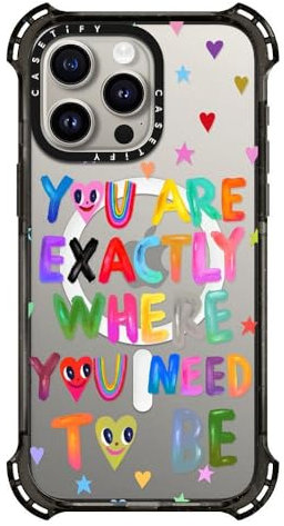 CASETiFY Bounce Case for iPhone 15 Pro Max [6X Military Grade Drop Tested / 21.3ft Drop Protection/Compatible with Magsafe] - You are exactly - Clear Black