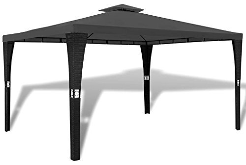 ARKEM Gartenpavillon mit Dach 3 x 4 m Dunkelgrau Pavillon Sturmfest Pavillon Mit Festem Dach