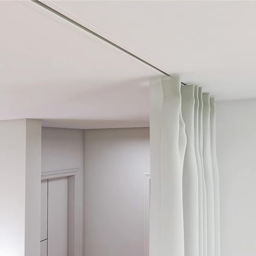 GArcan Vorhangschiene, eingebettetes Vorhangschienensystem, abgehängte Decke, unsichtbare integrierte Vorhangschienenstange für Terrasse/Erkerfenster/Van/Dusche, 1 m–6 m Länge optional (Farbe: Weiß