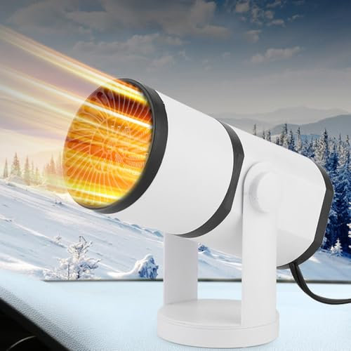 Riloer 12V 150W 12V/24V Tragbarer Auto-Heizlüfter 150W/200W Tragbare Auto Heizung für Zigarettenanzünder Steckdose Drehbarer Enteiser