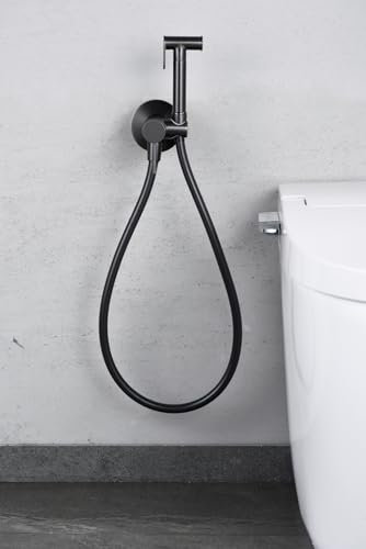 IMEX - Grifo Bidet para WC Empotrado | Ducha para Water con Agua Fria y Caliente | Ducha Higiénica para Inodoro con Rociador Bidet | Griferia Sustituto de Bidet | Serie Line | Color Black Gun Metal