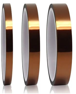 Hitzebeständiges Klebeband,3 Rollen Kapton Tape Polyimid Hitzebeständig Elektro Elektronik Isolierband Hohen Temperaturen Hochtemperatur Band für Sublimations Wellenlöten 3D Drucker 5/10/15mm