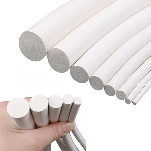 Estresen Striscia sigillante in schiuma di silicone, rotonda, diametro 2 mm x lunghezza 10 m, striscia bianca in spugna solida morbida e durevole per guarnizioni fai da te, cuscinetti, tubi in schiuma