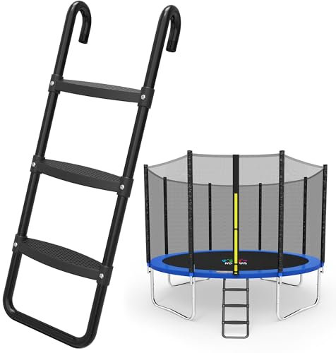 Trampoline Ladder, 3 Steps Trampoline Ladders, Universal Steps Ladder for 10ft 12ft 14ft 15ft 16ft Trampoline (Black)